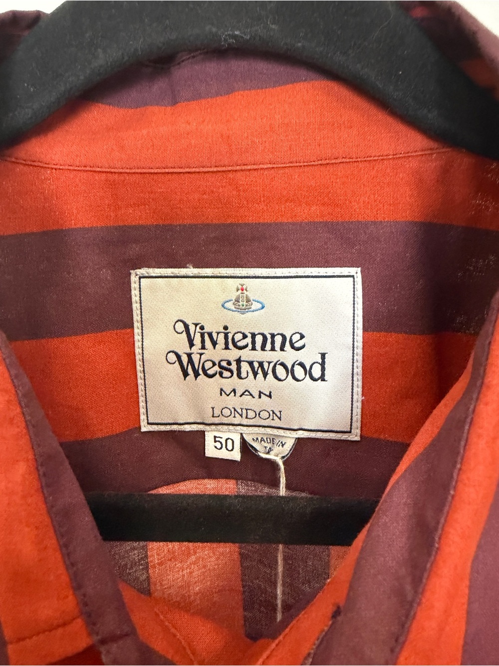 Vivienne Westwood Orange and Brown Striped Button-Down Shirt